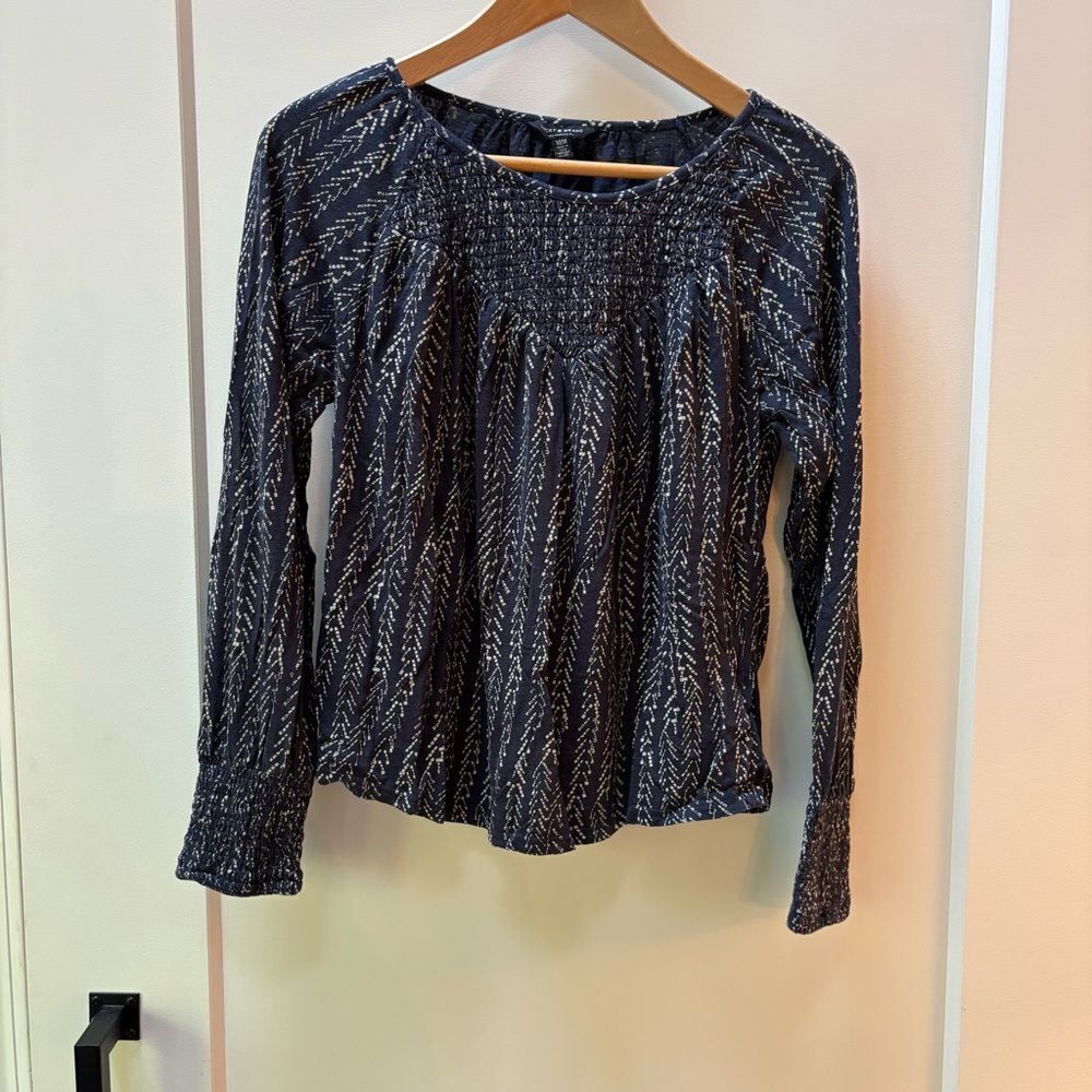 Lucky Brand Navy Printed Long Sleeve Top – Size M